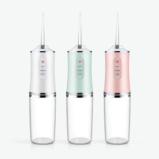 Irrigador dental Olmoa en blanco, verde menta y rosa